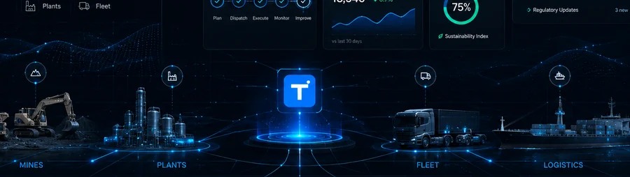 Connected mines, plants, fleet and logistics visualization in the Tranzol platform